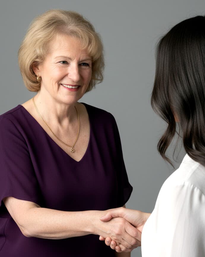 Jennifer Groves welcoming a client